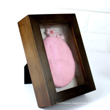 hot-selling soft clay Baby handprinting kit wood Shadow box frame